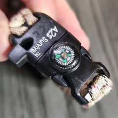 A2S Tan Survival Bracelet Outdoor Paracord Compass Scraper Whistle Fire Starter