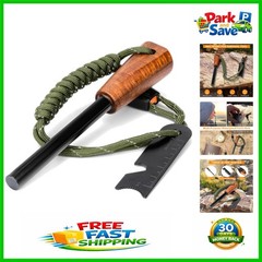 Compact Ferro Rod Survival Tool – Complete Kit with Wooden Handle & Accessories