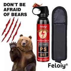 Feloiy 11 Ounce Bear Spray Deterrent Max Strength 30 ft New w/ Holster