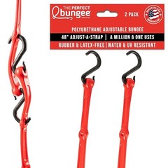 Adjustable Bungee Cords 48″ 2-Pack, Heavy Duty Rubber-Free Polyurethane Red