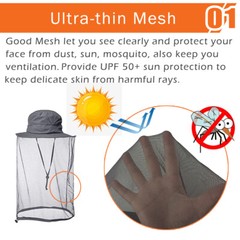 Outdoor Mosquito Head Face Net Hat Sun Bee Insect Bug Protection Hidden Mesh Cap
