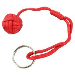 Paracord Monkey Ball Keychain Steel Ring Portable Camping Key Holder Red