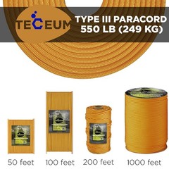 Teceum Paracord Type Iii 550 Honey Gold 200 Ft 4Mm Tactical Rope Mil-Spec