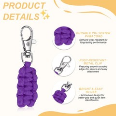 Paracord Zipper Pull, Polyester Zipper Pulls Replacement 5 Pcs & Dark Purple