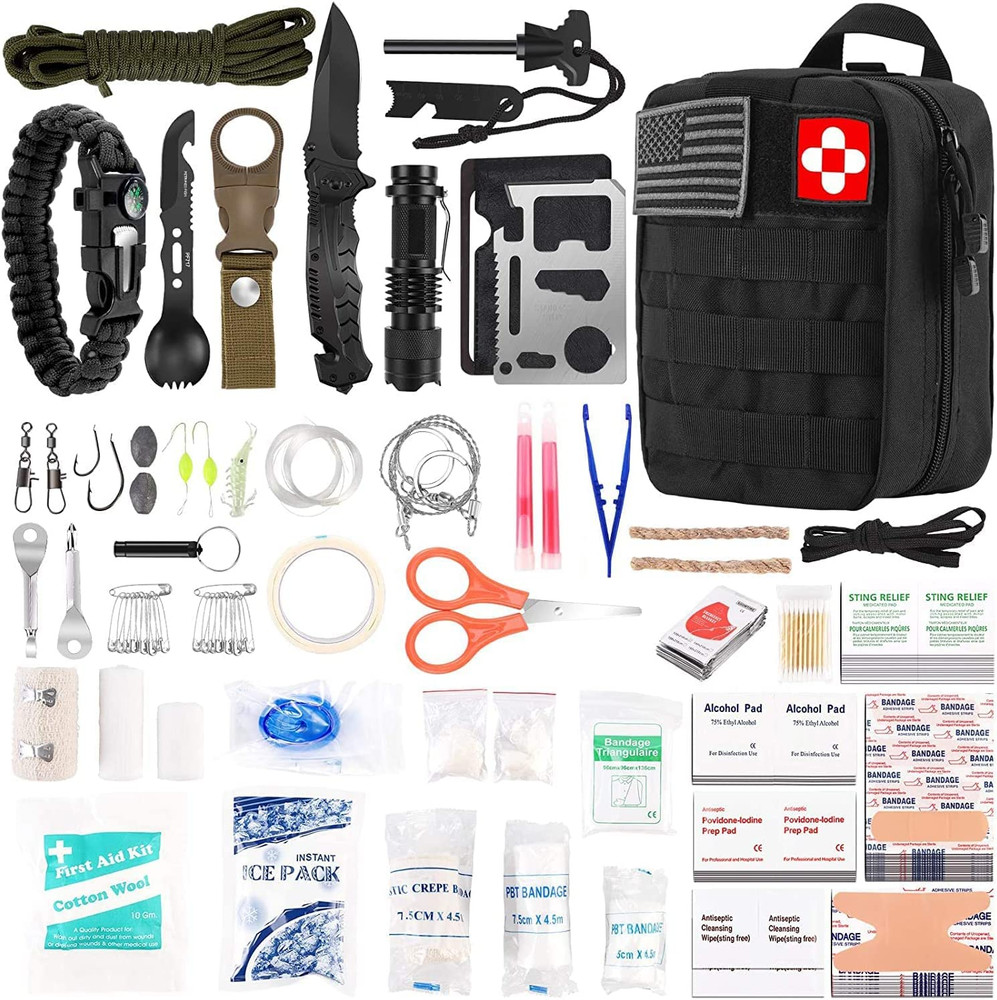 216 Pcs Survival First Aid Kit Emergency Gear Camping Hiking Disaster Prep