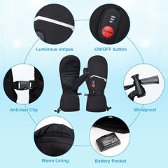 Savior Heat Heated Ski Gloves Heated Mittens For Men Women7.4V Rechargeable