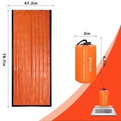 Zmoon Emergency Sleeping Bag Survival Bag, Orange Pack of 2, orange-2pcs