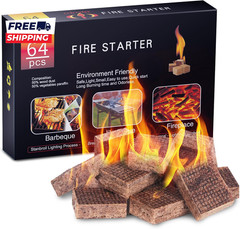 Fire Starter 64 Mini Square Natural Fire Starters for BBQ Campfire Fireplace