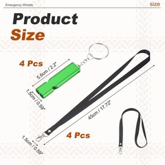 Emergency Whistle, 4 Pcs & Green – Fitting for (Outdoor Camping/Hiking)