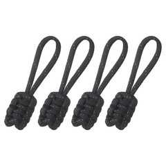 4Pcs Reflective Paracord Zipper Pull, 85 mm Length for Backpacks, Black