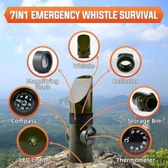 Emergency Survival Whistle, 7-in-1 Outdoor Multifunctional Tool Safety Whistle