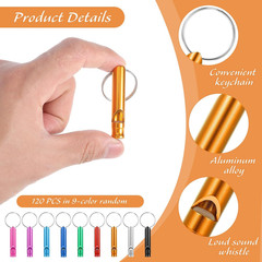 120 Pieces Emergency Whistle with Keychain, 9 Color Assorted Aluminum Survival W