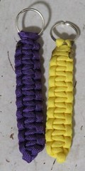 2 Purple and Yellow Paracord Keychain Set Used Handmade Homemade 3 3/4″ cord
