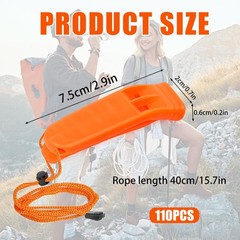 110 Pcs Emergency Whistles with Lanyard Safety Survival Whistles Loud Blast o…