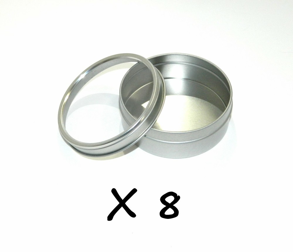 4 oz Round Metal Window See Through Slip-Lid Survival Craft Tin Can Container X8