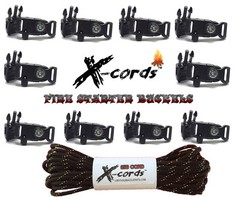 Side Release whistle Buckle Flint Fire Starter-Compass Paracord Bracelet