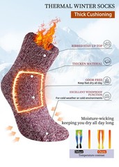 Candsliky Wool Winter Socks for Men, Thick Boot Crew Socks, 5 One Size, Mix 2