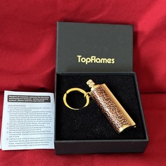 TopFlames Permanent Match Fire Starter Keychain Gold Camping Hiking Backpacking