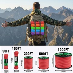 TRIBERION Reflective Paracord Rope 750 lb – 500ft 5/32″ Parachute Cord 4MM 12…