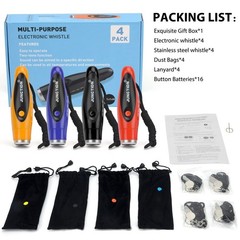 Electronic Whistles 4 Pack, Loudest Electric Whistles 3 Tones High Volume Whi…