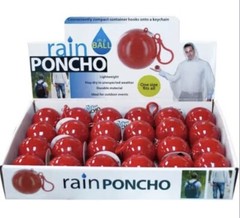 5- EMERGENCY PONCHO Poncho in a Red Plastic Ball With Securement Clip