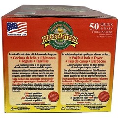 All Natural Fire Starters 50 Count Non Toxic Indoor Outdoor Weather Resistant US