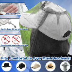 Mosquito Head Net Mesh Face Neck Fly Netting Cover from Bugs Gnats Noseeums Hat-