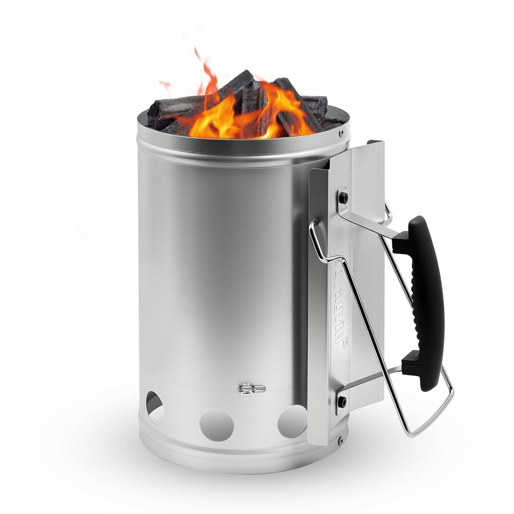 7.5X12inch XL Charcoal Chimney Starter with Electroplated Handle, Durable Fir…