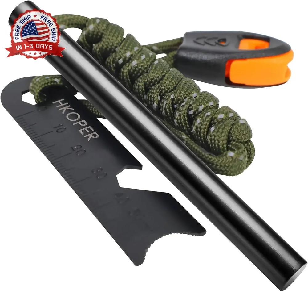 Fire Starter Ferro Rod, 4 Inch Flint and Steel Survival Kit, Flint Fire Starter