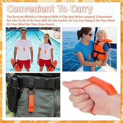 100 Pcs Emergency Whistles with Lanyard Safety Floating Plastic Whistle