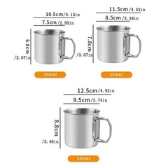 Stainless Steel Folding Handle Cup Portable Carabiner Cup Outdoor Supplies