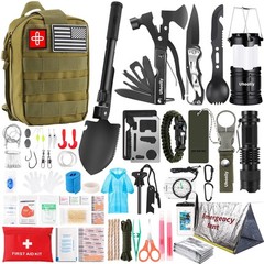 Survival Kit, Gifts for Men Women Teen Boys, Includes 252pcs Green