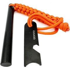 Flint and Steel Fire Starter Kit 4″ 3/8″ Ferro Rod Magnesium Paracord Handle