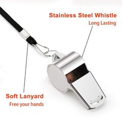 2 Pack Stainless Steel Whistle with Lanyard for Referees Coaches Outdoor Sports