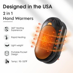 AI Hand Warmers Rechargeable 2 Pack, 20Hrs Long Safe Heat, Small, Black