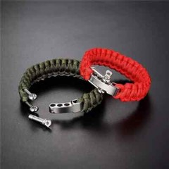 Men’s Outdoor Camping Survival Parachute Rope Paracord Bracelet Stainless Steel