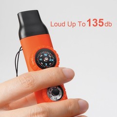 Emergency Survival Safety Whistle，Whistle for Kids with Lanyard,Compass,Therm…