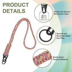 2 Pcs Paracord Lanyard, Neck Lanyard for Keys, Yellow/Black