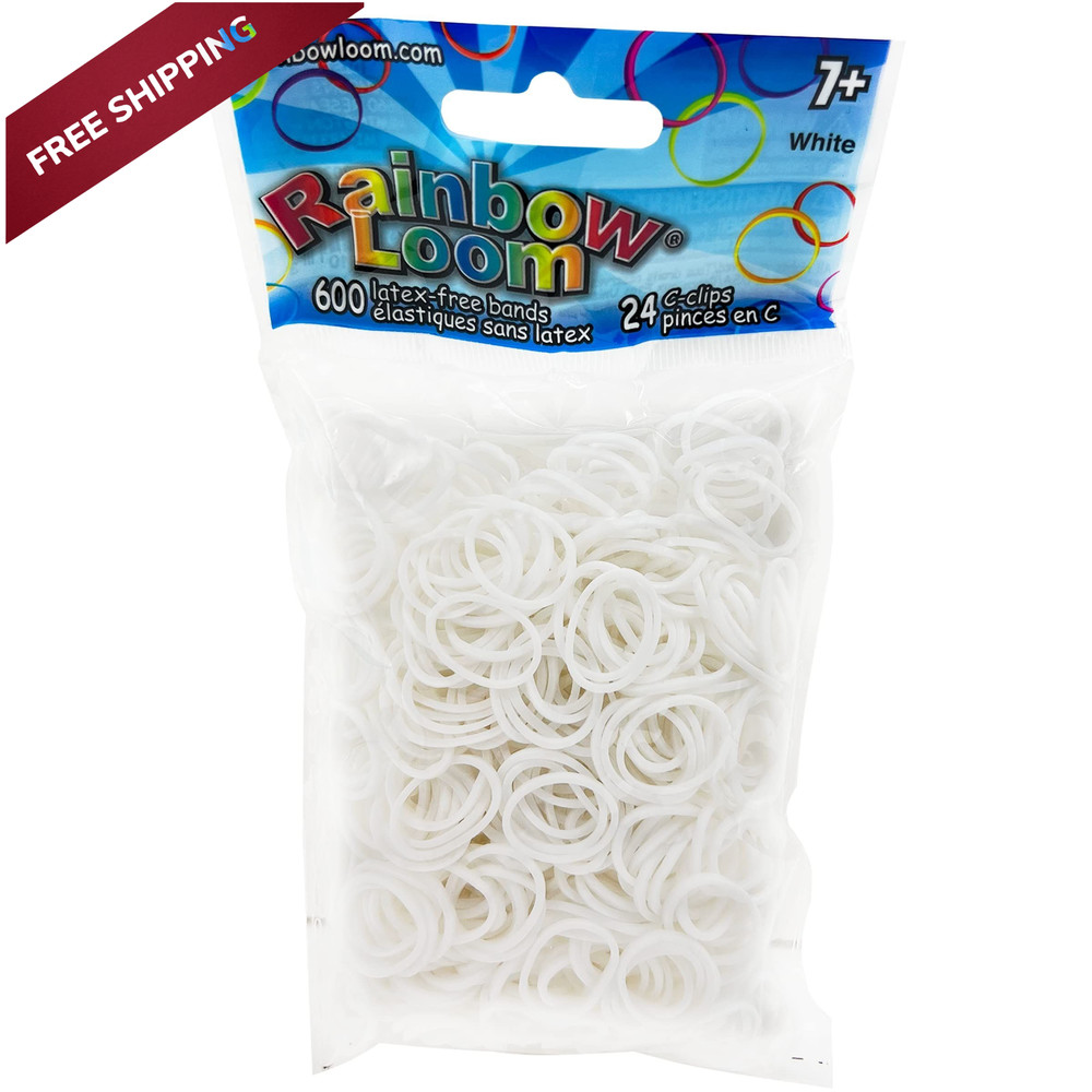 Rainbow Loom® White Rubber Bands with 24 C-Clips (600 Count)
