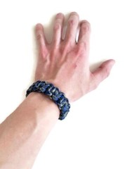 Paracord Bracelet 550 Black Tactical 3/8″ Buckle (Blue Steel) Hand Made