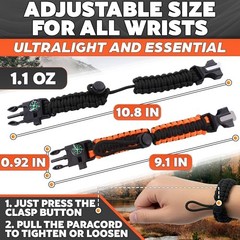 Paracord Bracelets for Men and Women – Adjustable Survival Black+orange