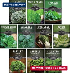 10 Power Greens Seed Collection – Heirloom Collards, Mustard, Swiss Chard, Spina
