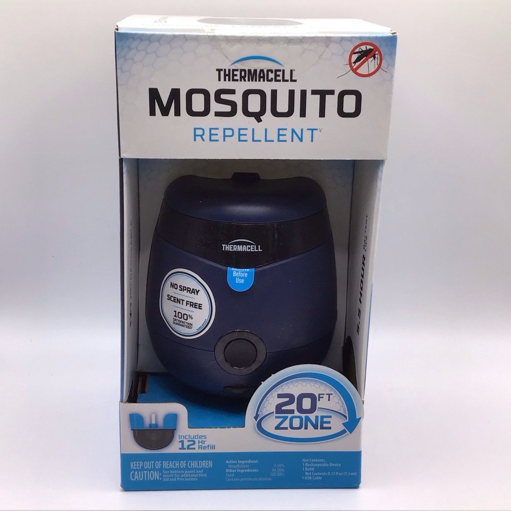 Thermacell Rechargeable Mosquito Repeller 20 Ft Zone with 12 hr Refill Blue NEW