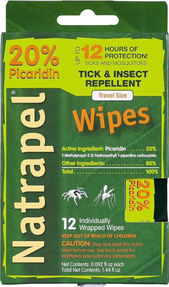 NATRAPEL WIPES tick & insect repellent wipes 12ct Individually Wrapped