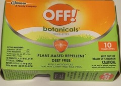 Off! Botanicals 694974 Insect Repellant Towelettes – 10 count.