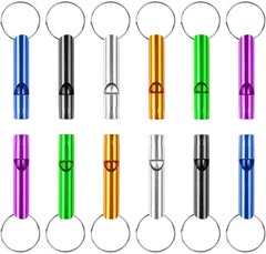 12 Pack Emergency Whistle Keychain, Aluminum Extra Loud Safety Whistles 6 Colors