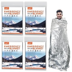 Thermal Survival Blankets 4 Pack 82×62 Inches