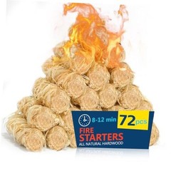 Fire Starter 72Pcs – Extra Long 12min Natural Fire Starters for Grill, 72PCS