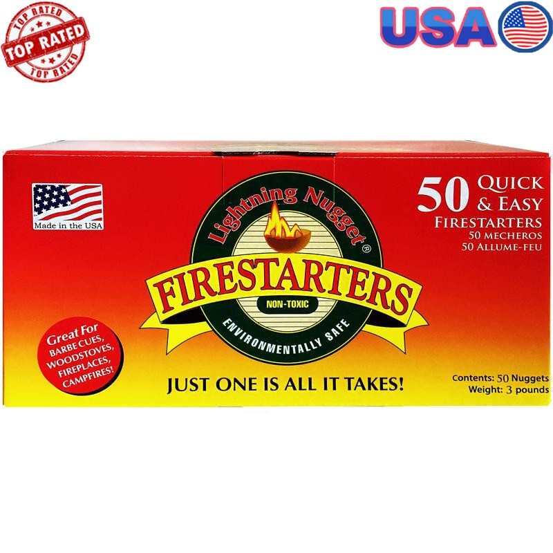 All Natural Fire Starters 50 Count Non Toxic Indoor Outdoor Weather Resistant US