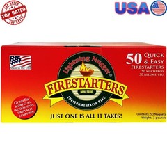 All Natural Fire Starters 50 Count Non Toxic Indoor Outdoor Weather Resistant US